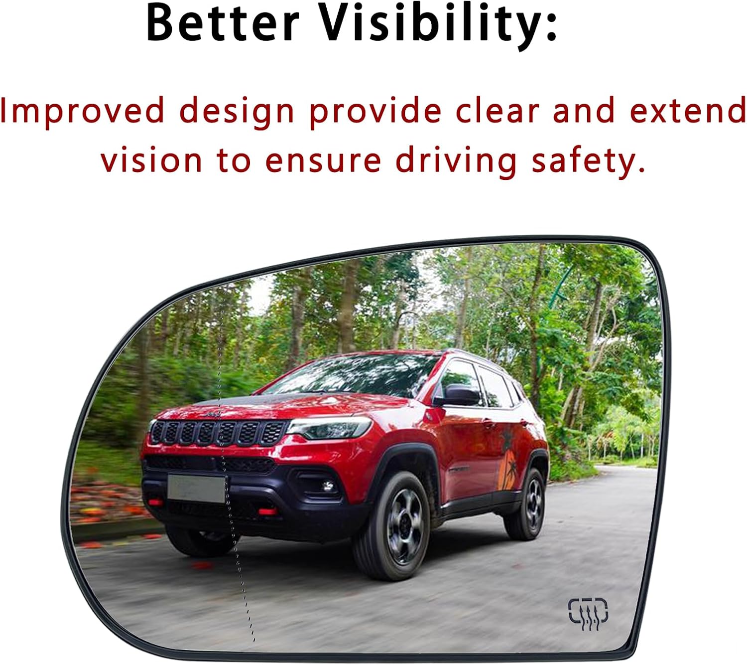 Driver Side Mirror Replacement for Jeep Cherokee 2014-2019 Jeep Compass 2017-2021, Left Exterior Side Rearview Mirrors Glass, with Backing Plate, Power Heated