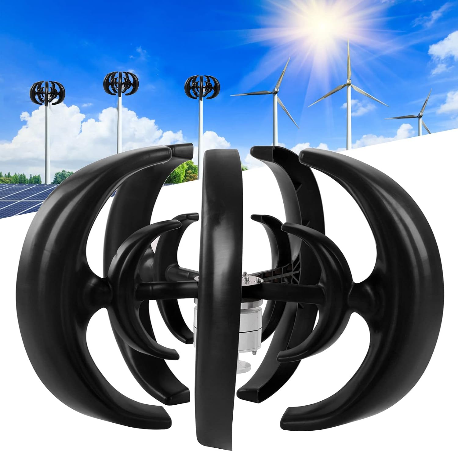 1200W Wind Turbine Generator, 12V Wind Vertical Axis Generator Kit with Controller, 5 Leavies for Boats, Terraces, Cabins(1) image 4
