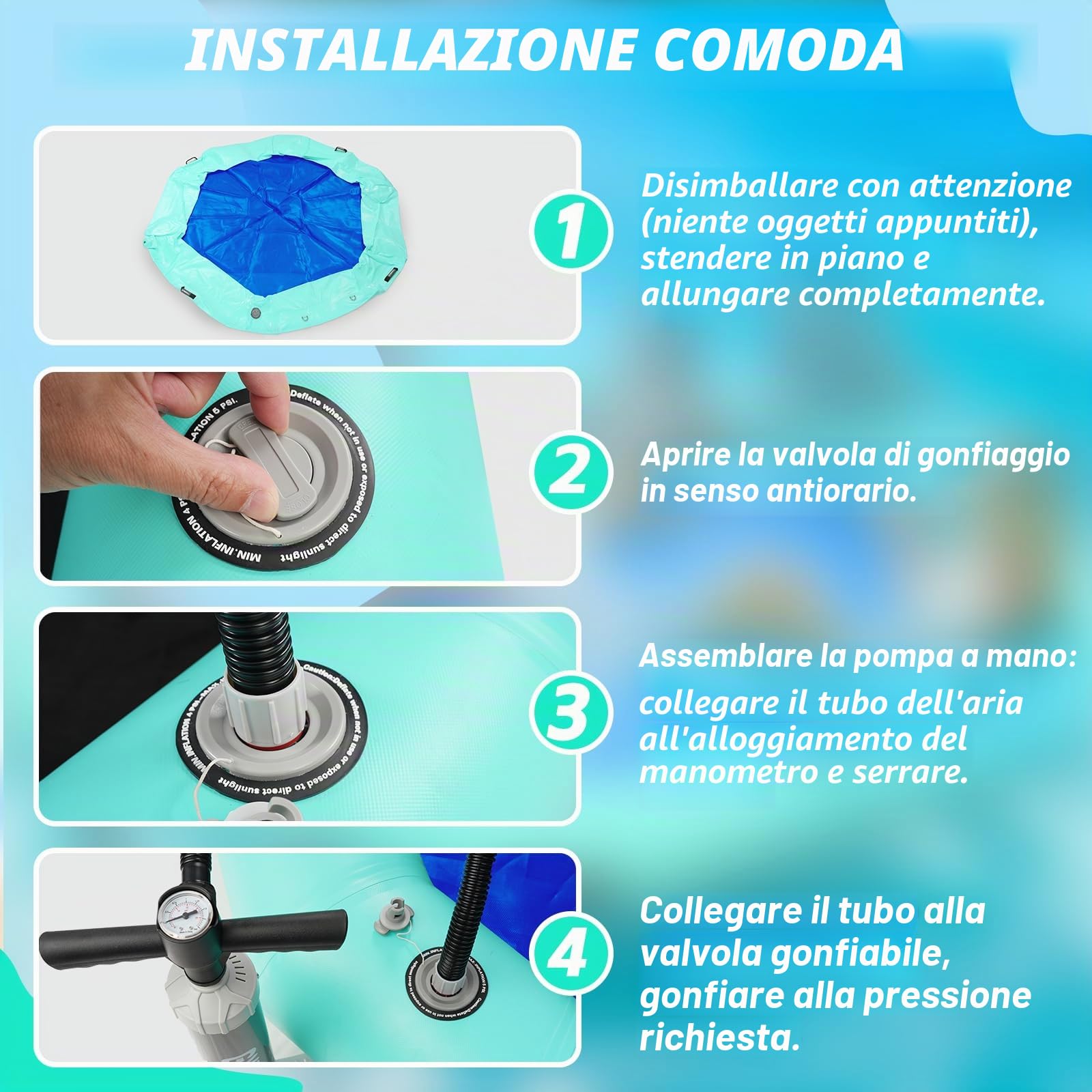 Panchina galleggiante gonfiabile, piattaforma galleggiante esagonale per adulti, galleggiante con scala per piscina, lago, spiaggia