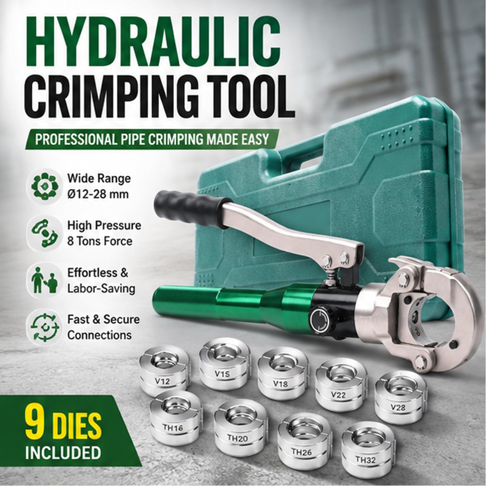 Hydrauliczne szczypce do zaciskania Ø12-28 mm Zaciskarka do rur miedzianych Narzędzie do zaciskania hydraulicznego z miedzią 12/15/18/22/28 mm i PEX-AL-PEX 16/20/26/32 mm