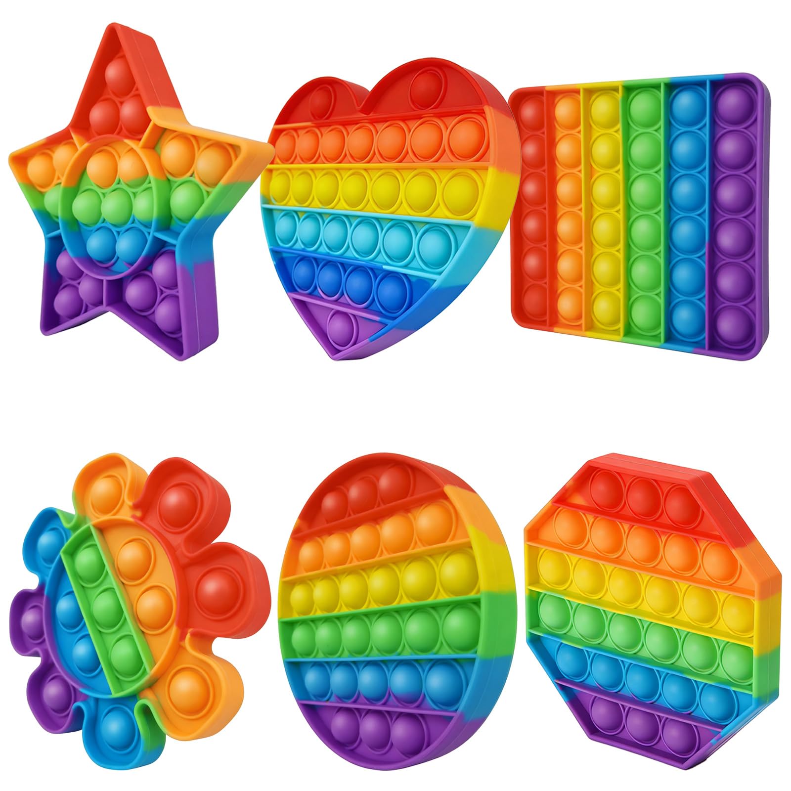 6 Pcs Sensory Fidget Toys For Anxiety, Interesting Fidget Sets Sensory For Entertainment, Rainbow Small Fidgets Toyss Of Different Shapes Suitable For Family Or Friends To Attend Parties Figets