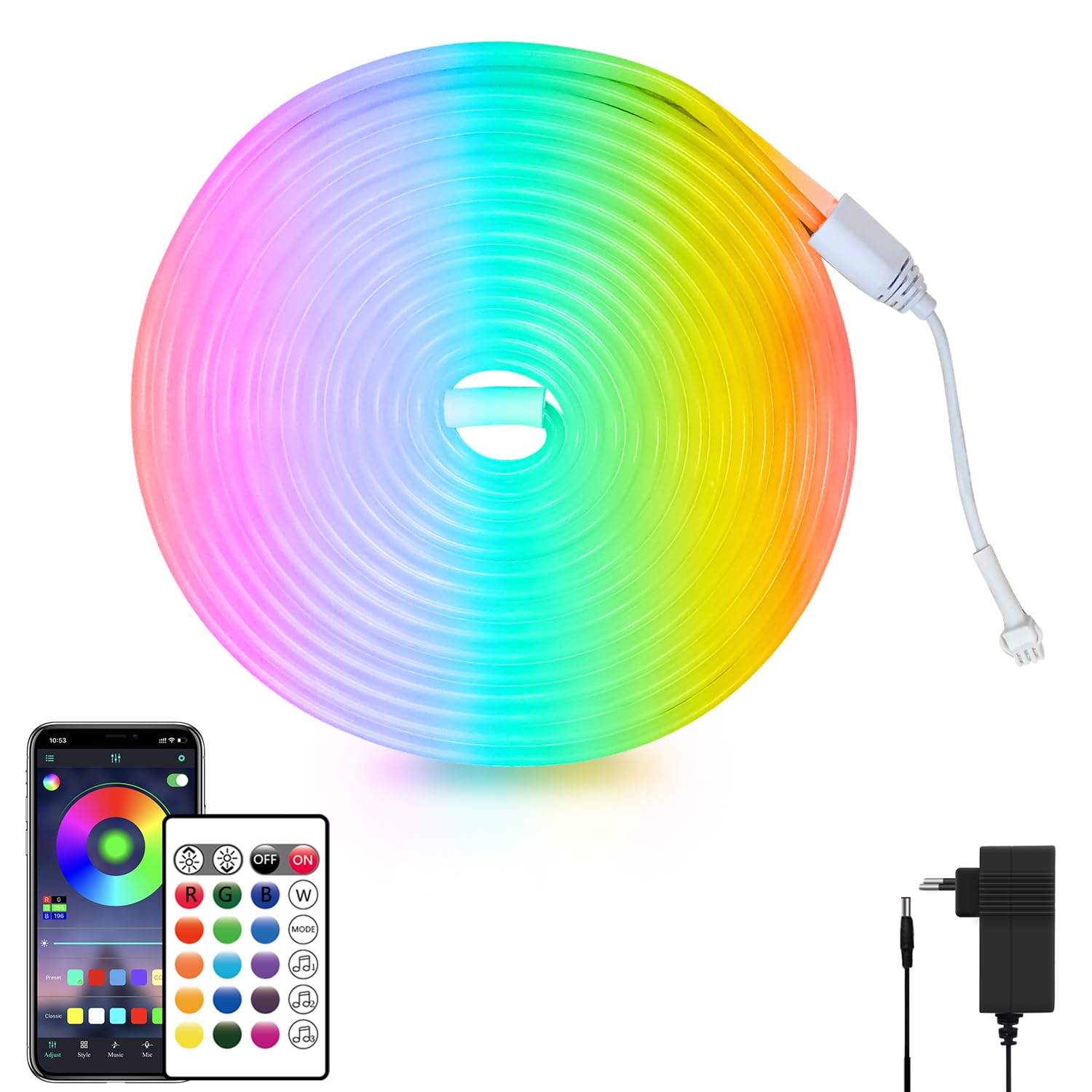 segrass LED Neon Strip, RGB Neon LED band Flexible wasserdichte Neon LED Streifen for Schlafzimmer,Spielzimmer,Draußen Deko