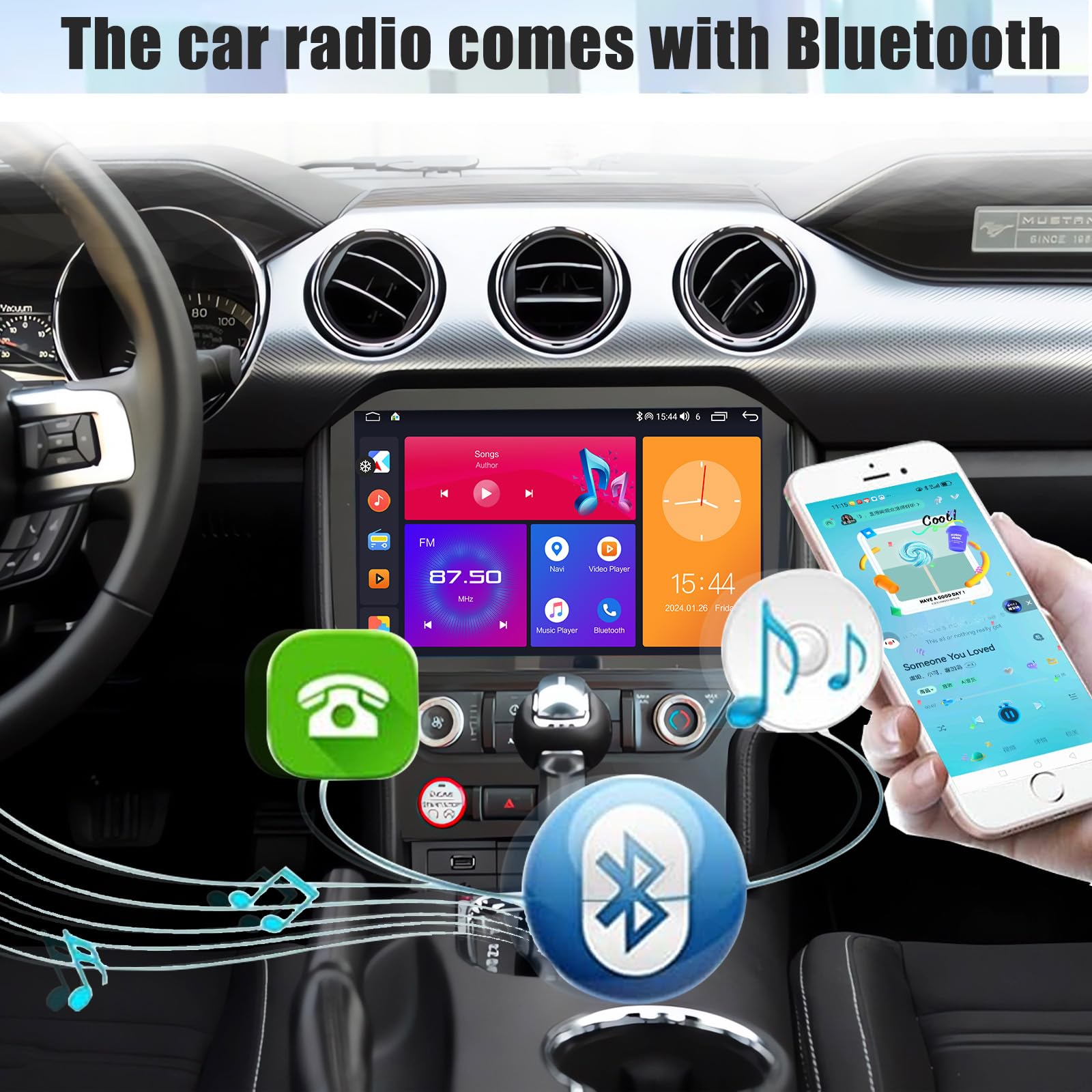 Android 13 Car Stereo For Ford Mustang 2015-2020 - 9" Touchscreen With Wireless CarPlay & Android Auto