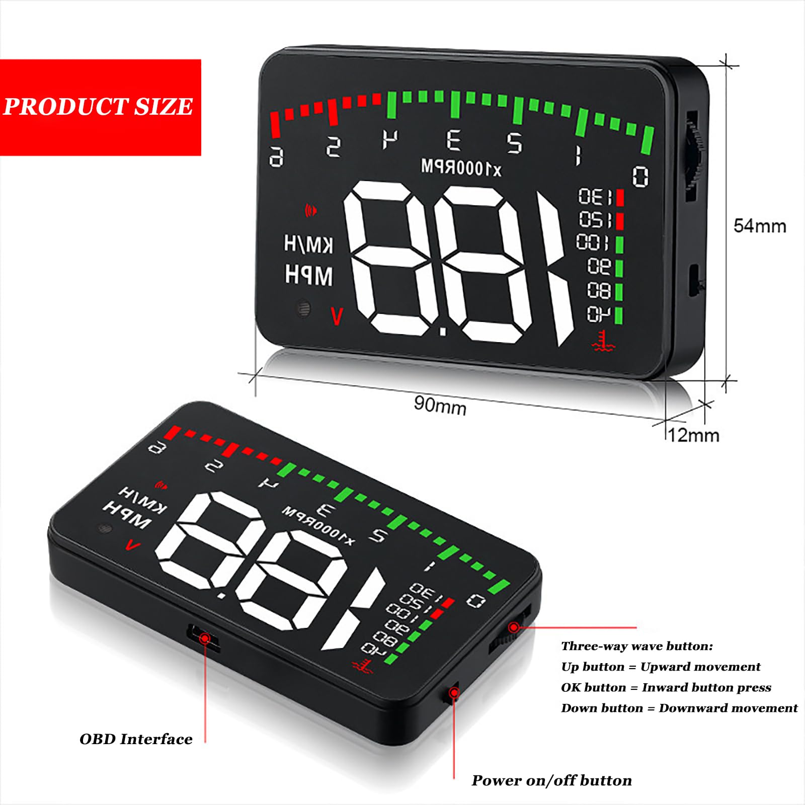 Tachymètre Numérique HUD Speedomètre pour Bentley Mulsanne 2010–2020 Full-Size Luxury Sedan, Écran Solaire Tête Haute GPS Numérique pour Voiture, Projecteur de Tachymètre HUD