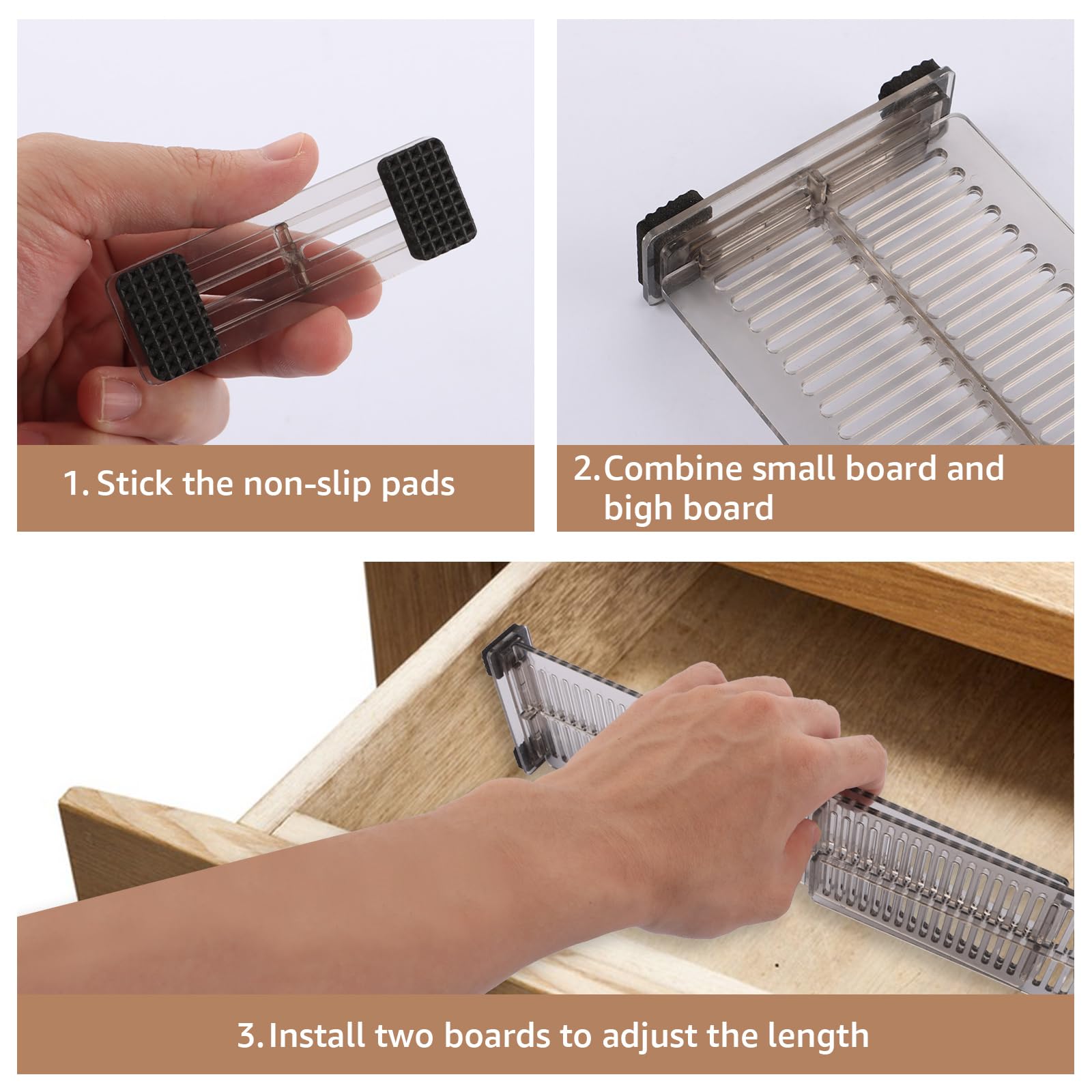 Divisori Per Cassetti Regolabili - Set Da 8 Organizer In Plastica Trasparente Per Cucina, Camera E Bagno - Foto 11