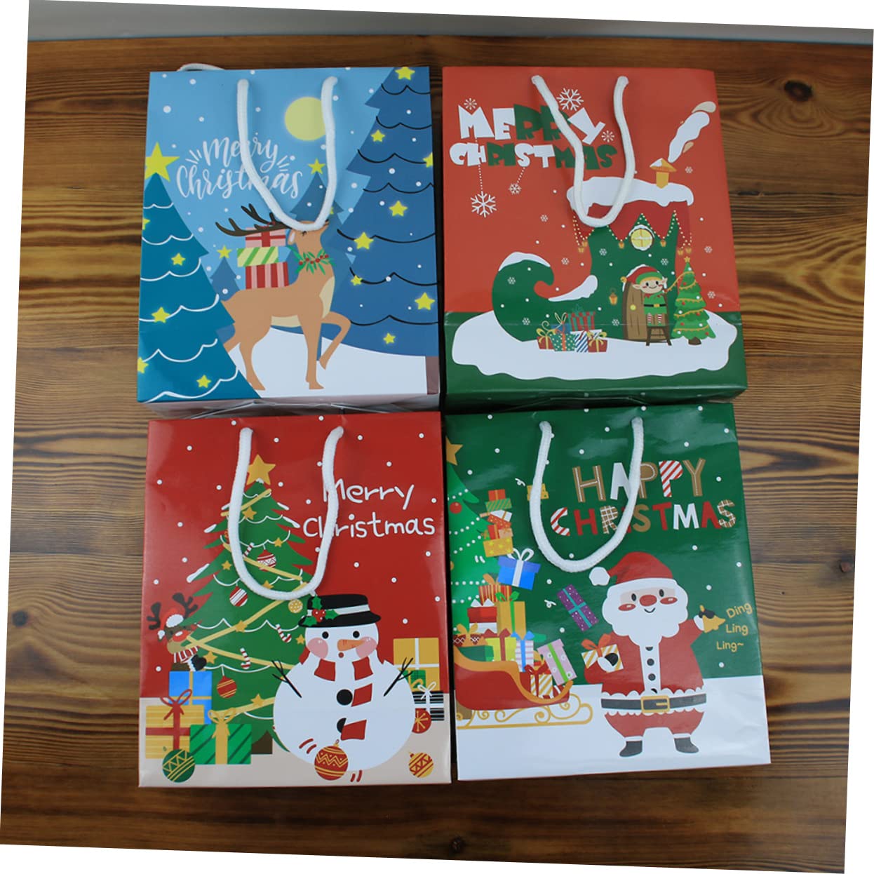 Didiseaon 12pezzi Sacchetti di Natale di Carta per Alimenti Stampa Natalizia per Conservare Biscotti e Caramelle Sacchetti Regalo Decorativi