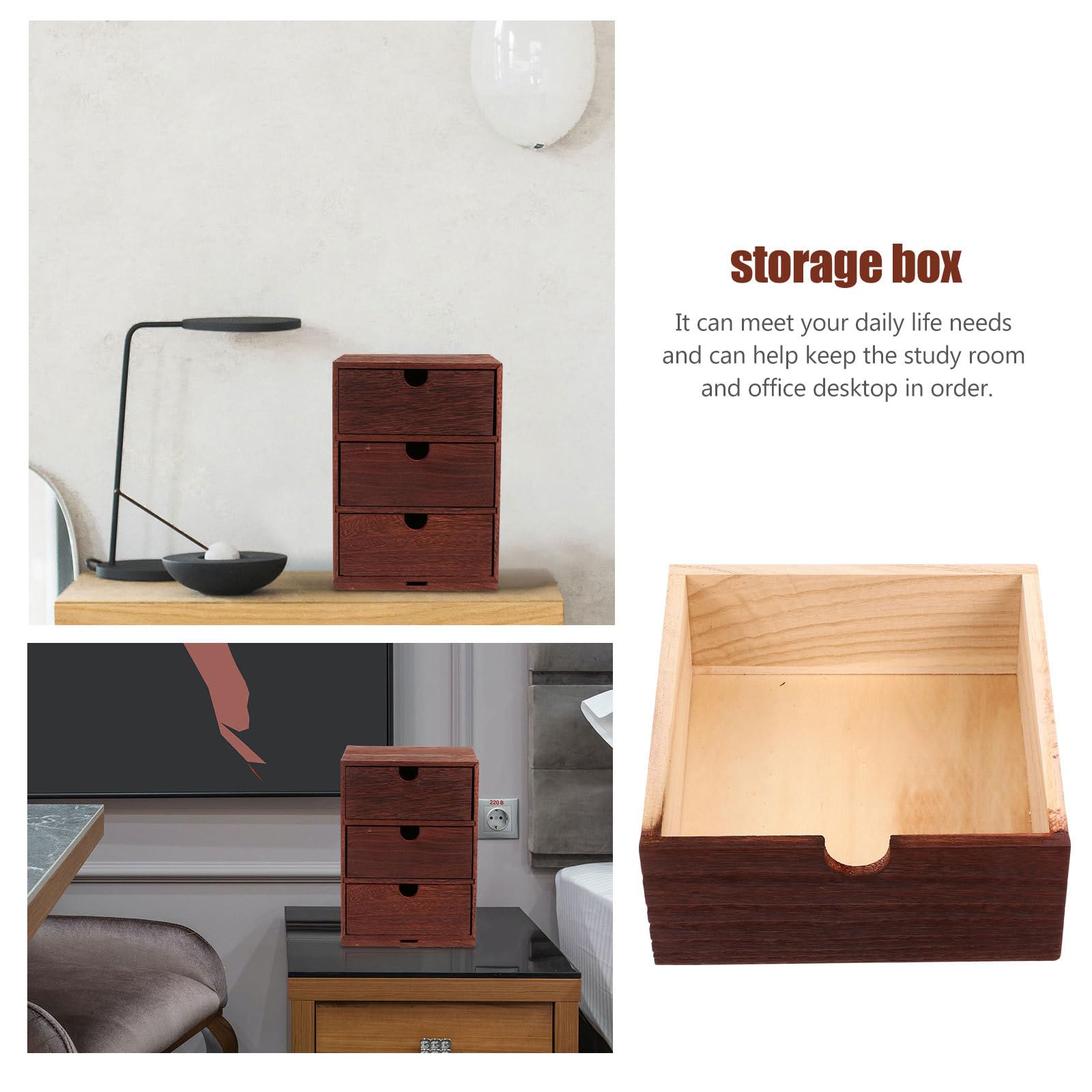 Organizer da Scrivania in Legno Scomparti Multipli, Scatola Portaoggetti per Uso Domestico e Conservare Cosmetici e Accessori