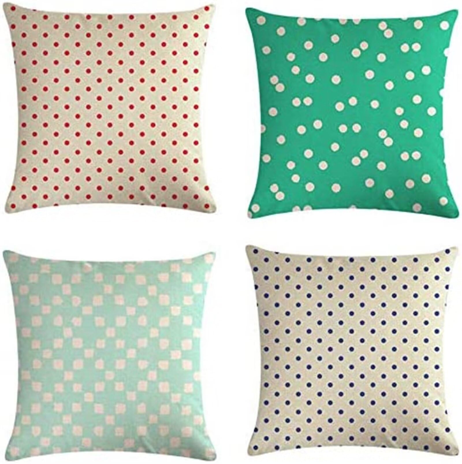 Kissenbezug Outdoor Wasserdicht Sofakissen Nordisch Quadratisch Leinen Dekokissen Sommer Kissenhülle Mit unsichtbarem Reißverschluss für Sofa Wohnzimmer Garten Kissen 60x60cm Geometrische Punkte F2202