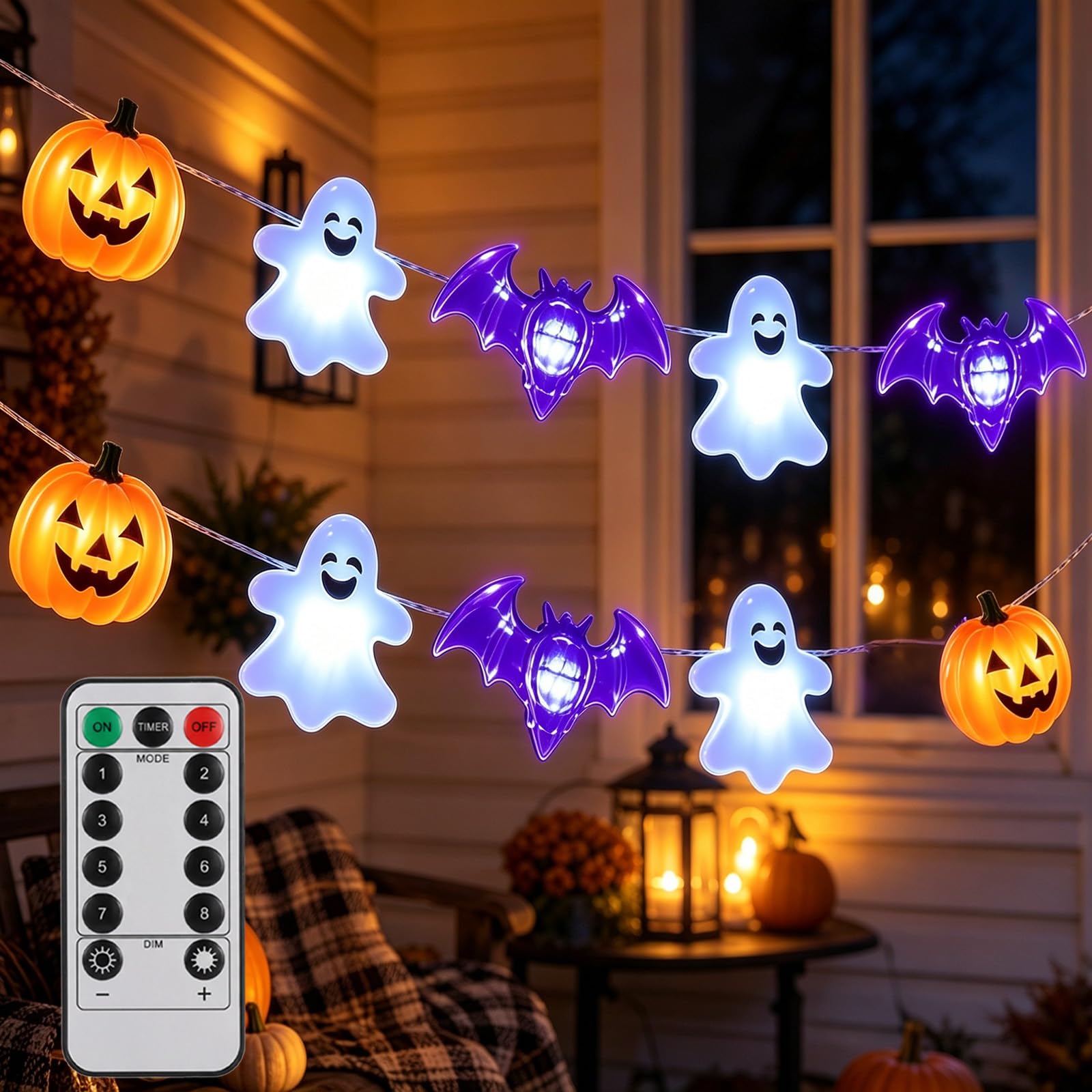 Shudyear Halloween Decorations String Lights, with Remote Control and Timer