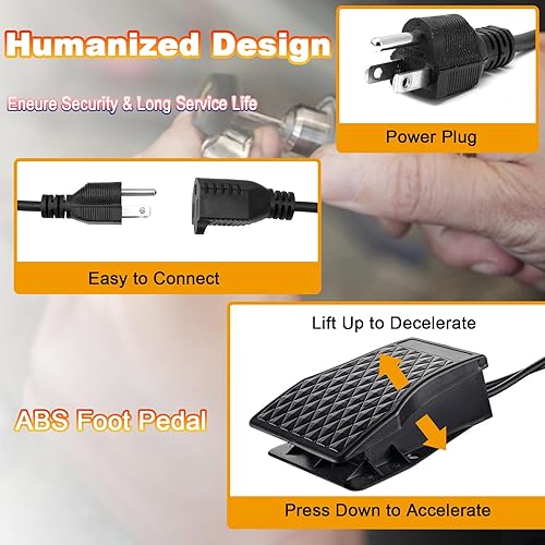 Miniatura 8 de DZQ Amoladora de eje flexible de 560 W, kit de herramientas rotativas con 3 mandíbulas de 500-23000 RPM, molinillo colgante de pedal con soporte