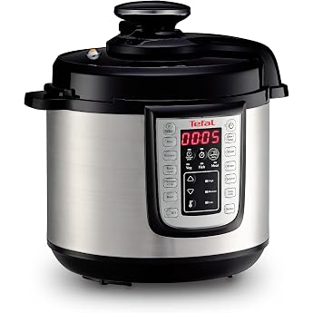 Tefal Fast & Delicious CY505EF0 Electric Pressure Cooker 25 Automatic Programmes Large Capacity 6 L Adjustable Temperature Includes Recipe Booklet Black/Stainless Steel
