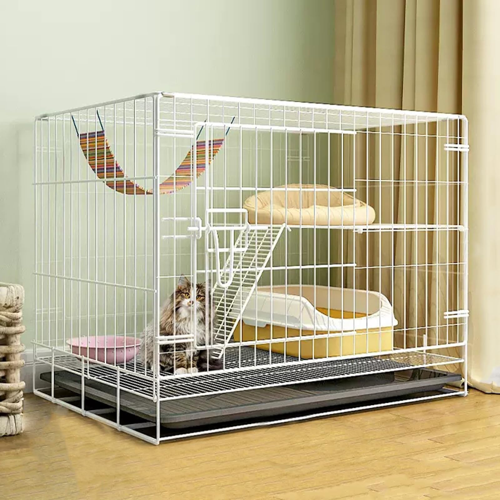 Recinti per Gatti da Esterno, Recinto per Interni con Vassoio, Recinto per Gatti con Gabbia per Gatti, Viaggio Pieghevole per 1-2 Gatti, Furetto, Cincillà, Coniglio, Piccoli Animali (Colore