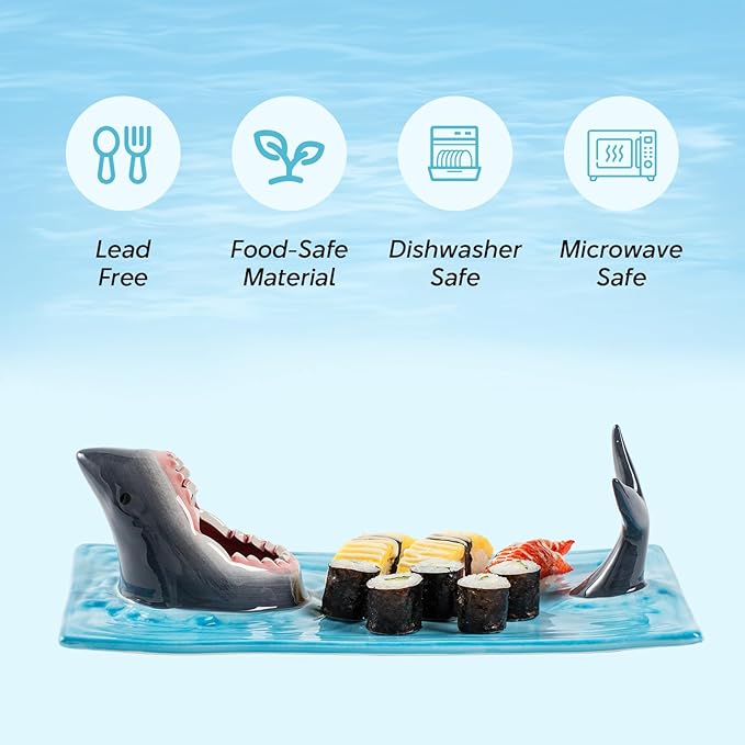 Plato de Cerámica para Sushi con Diseño de Tiburón miniatura 7
