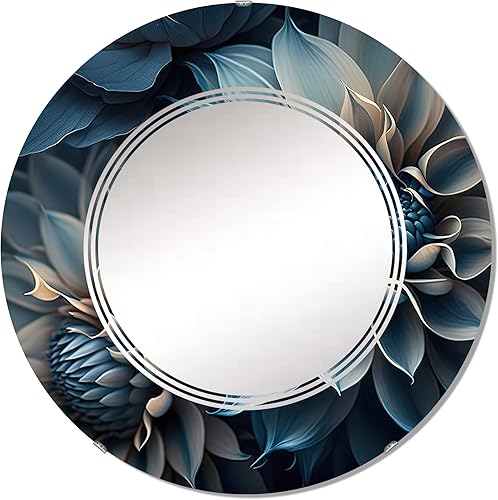 Dahlia Flowers - Espejo de tocador, espejo de baño, espejos de pared para sala de estar, dormitorio, espejo redondo, grande, 24 x 24 pies, 32 x 32