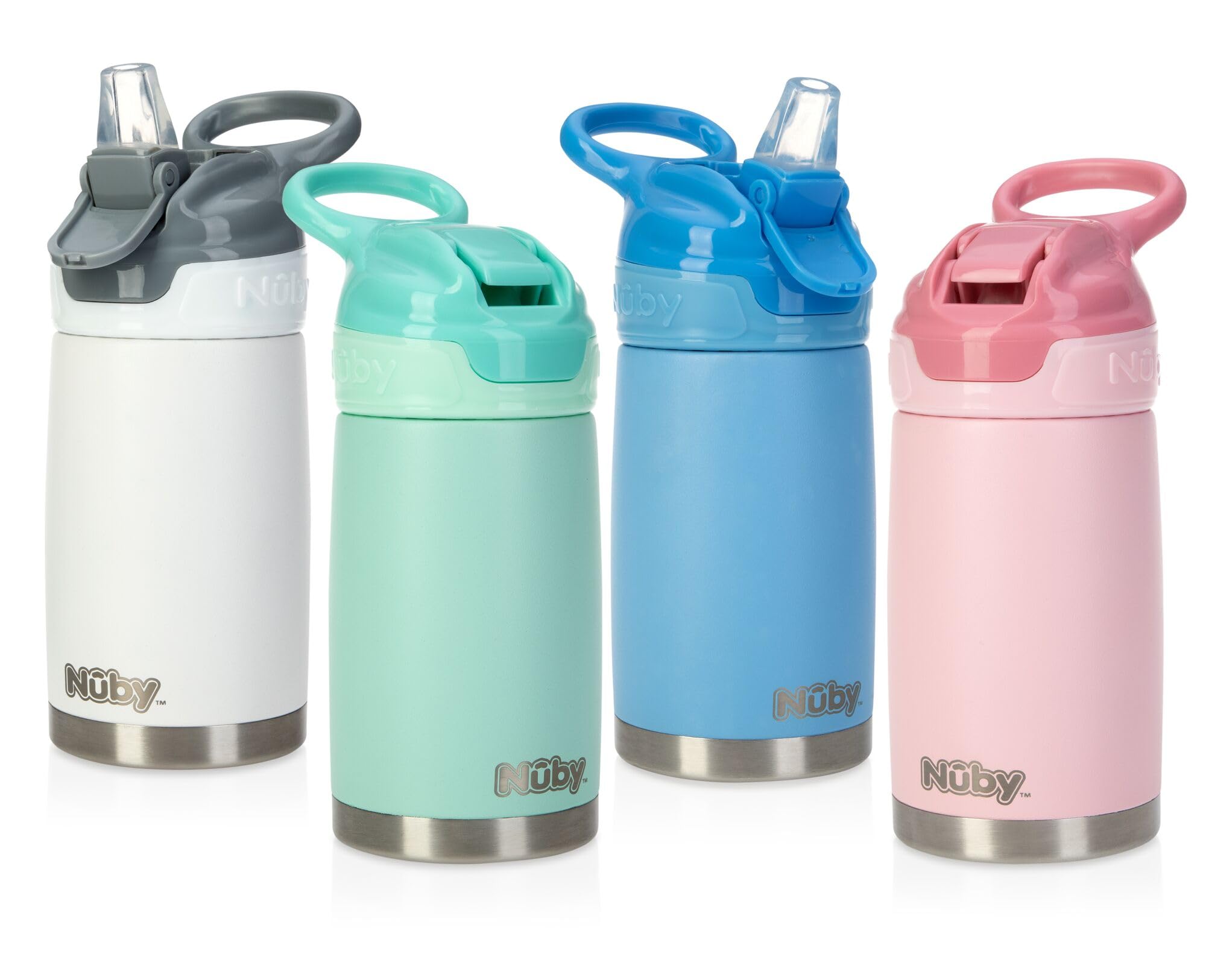 Nuby Gourde Reflex Flip-it Isotherme en Acier Inoxydable Anti-fuites 300ml Bleu +18 Mois