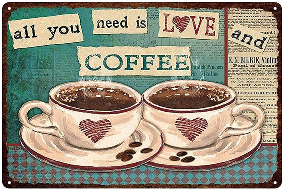 Lawenp Coffee Vintage Wall Decor Bar Decor Aluminum Sign for Home Kitchen Bar Funny Sarcastic Metal 8 x 12 Inches Tin Sign