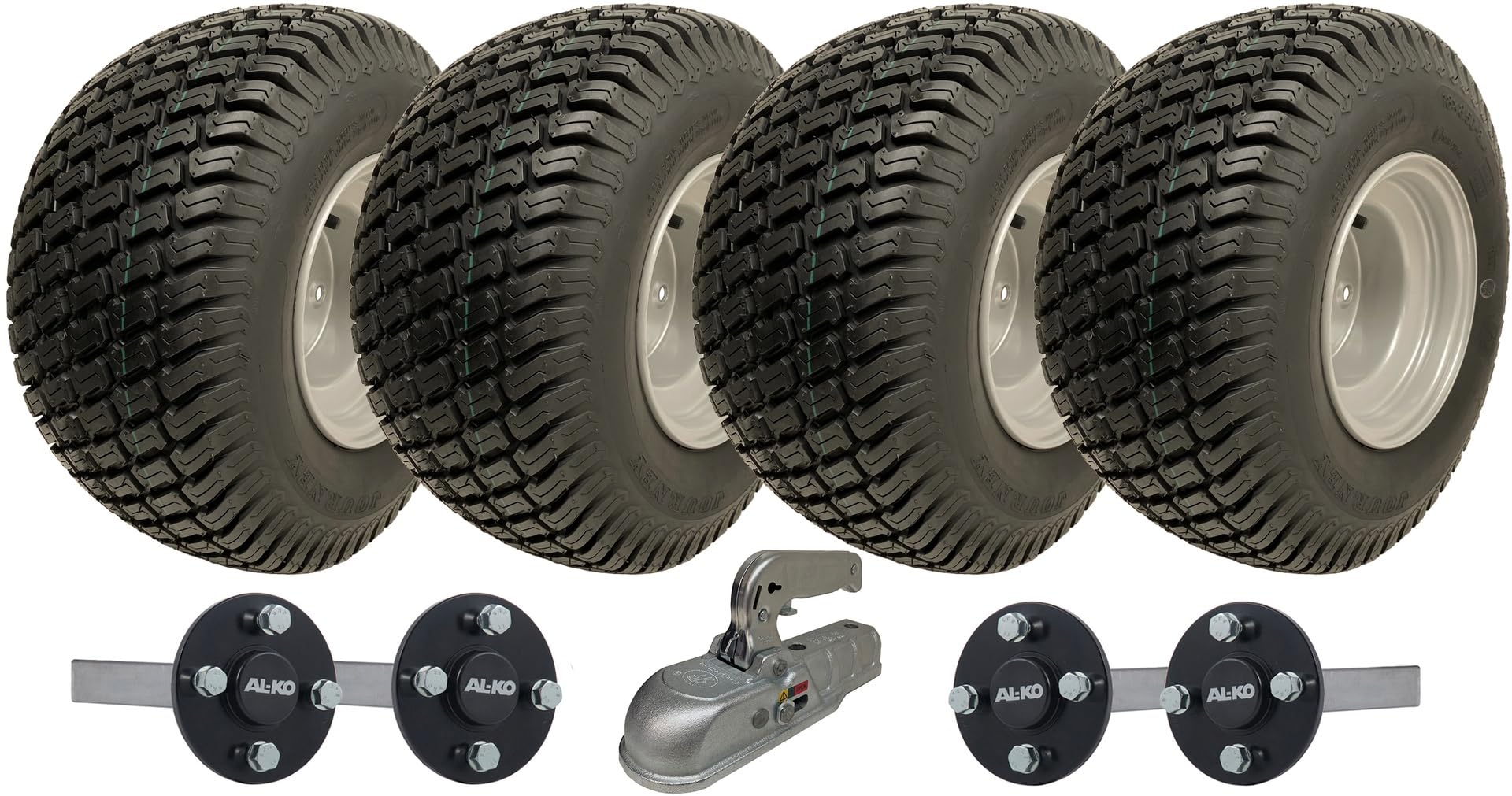 18 x 8,50-8 dwuosiowy zestaw przyczep ATV koła, piasta AKLO i osie końcowe + zaczep 1500 kg
