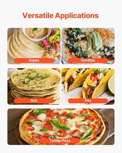 Miniatura 29 de VEVOR Prensa de tortilla, máquina de tortillas y Roti de 8 pulgadas, prensa de tortilladora resistente de hierro fundido, máquina de pataconera