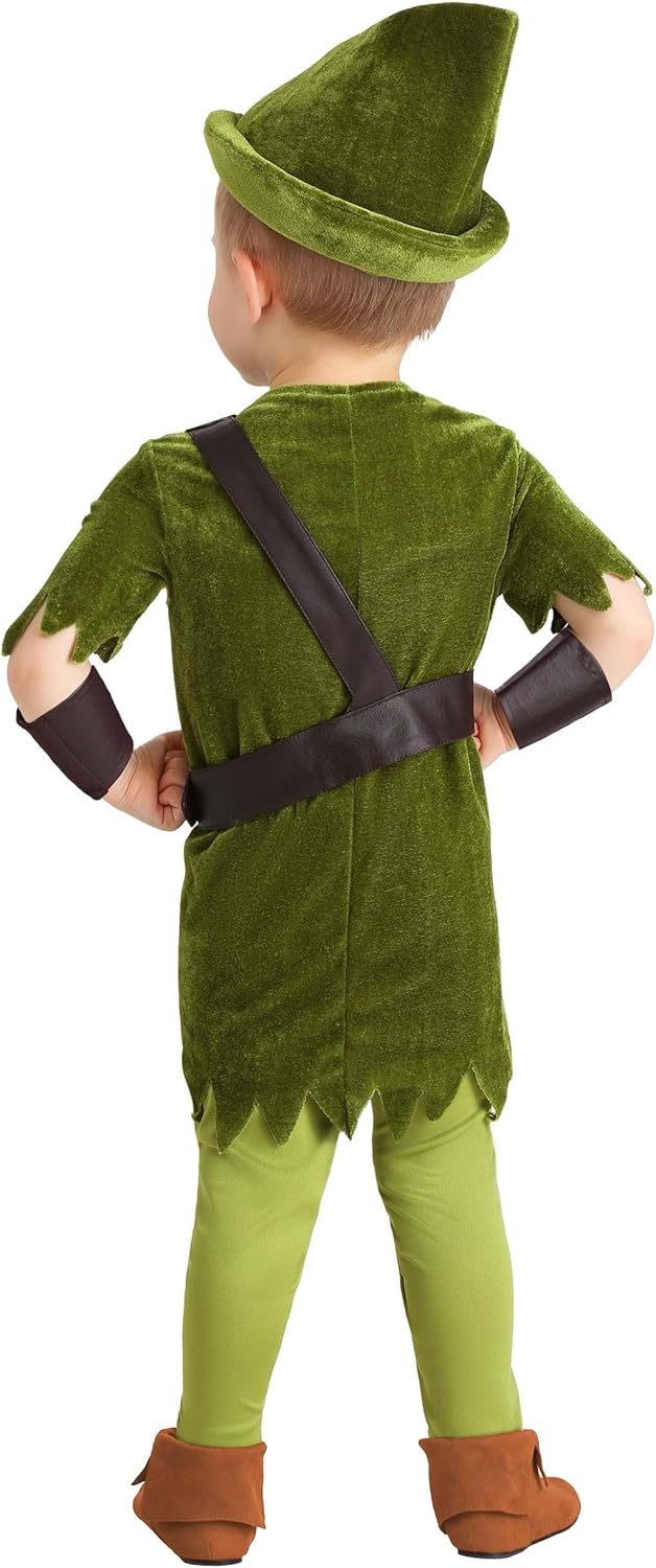 Toddler Peter Pan Costume with Hat, Shirt, Tights, Belt/Harness and Wrist Cuffs - Image 4