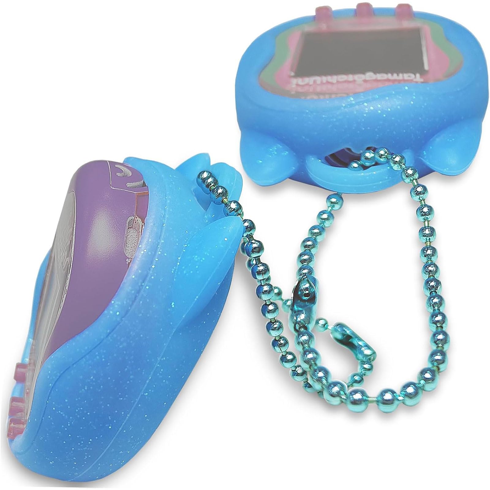 Custodia in silicone di ricambio per Tamagotchi Uni, pellicola protettiva per Tamagotchi Uni Band accessori per animali domestici (custodia in silicone blu e pellicola protettiva)