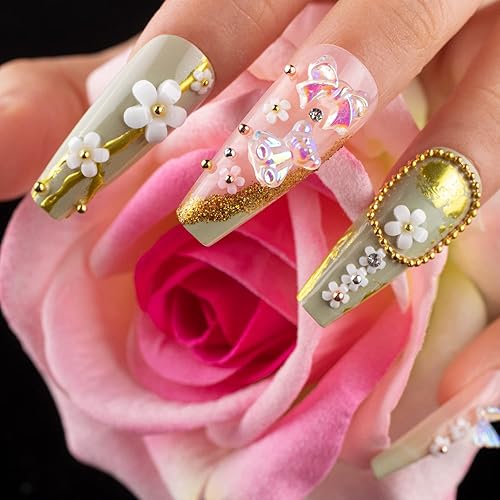 Miniatura 8 de Kit de accesorios de decoración de gemas de arte de uñas 3D mixtas #3, mariposa estrellada AB diamantes de imitación joyería para decoración, flor