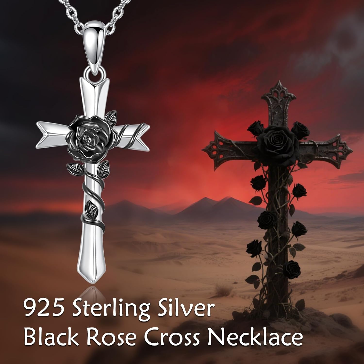 AOBOCO Christmas Gifts Cross Necklace for Women 925 Sterling Silver Black Cross Necklaces Butterfly Mustard Seed Pendant for Mom Wife Friends Christian Jewelry - Image 2