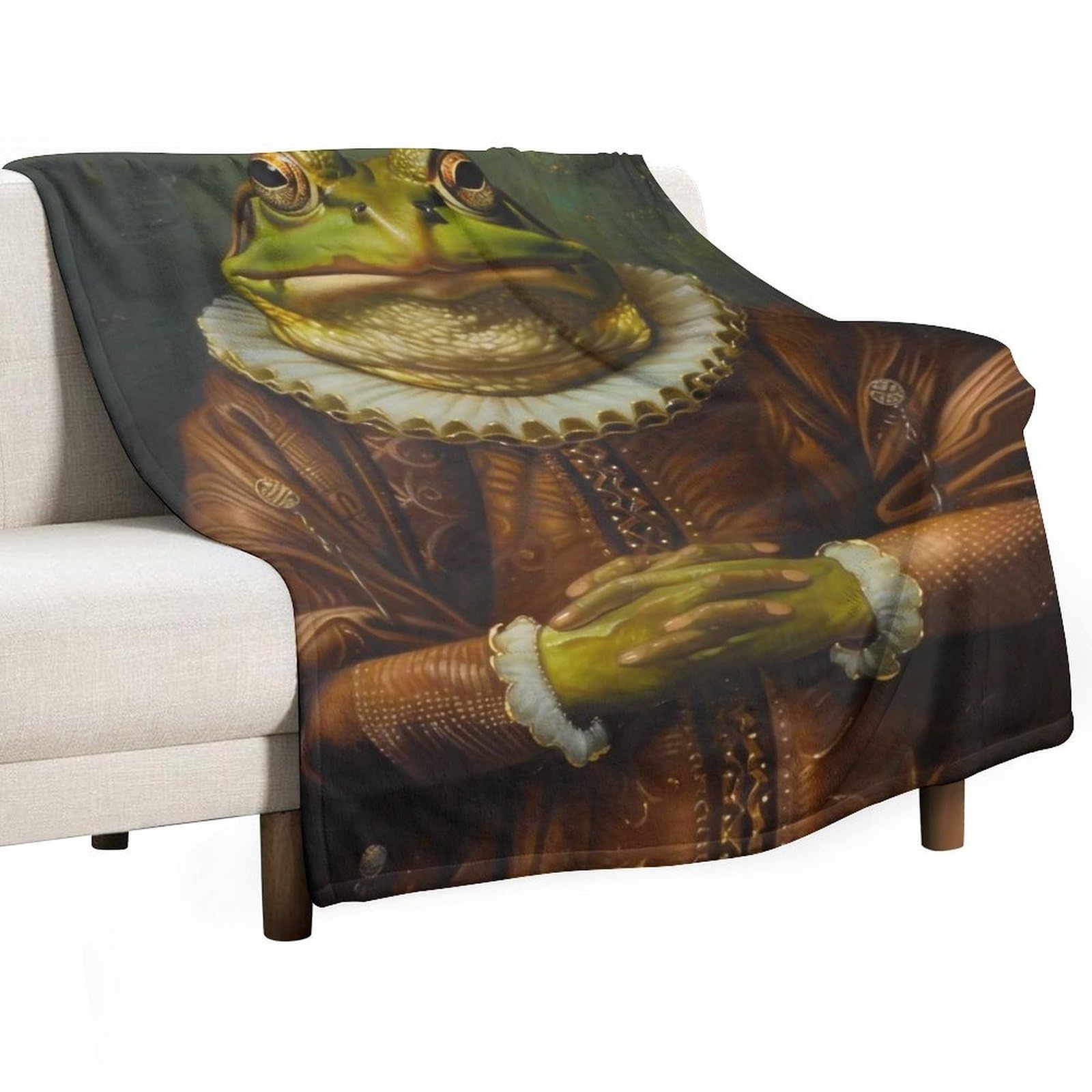 YHGSREUOH Frog Mona Lisa 01 Flannel Blankets Fleece Soft Throw Lightweight Plush Gifts for Couch, Bed, Cozy Sofa Plush, Chair, Lovers 100x130cm(40x50in)