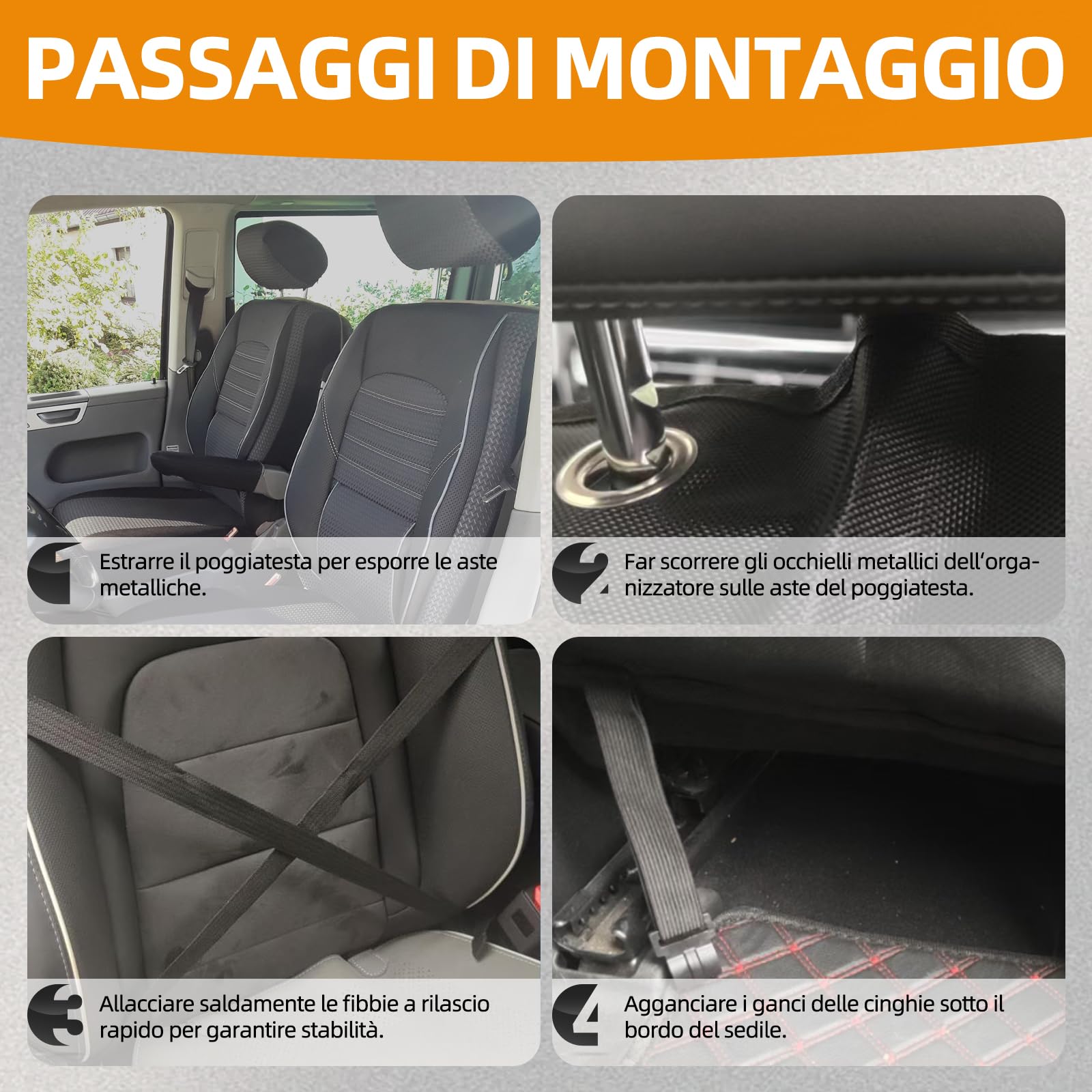 Borsa organizer per sedile singolo – organizzatore per seggiolino auto impermeabile con molti scomparti per VW T5, T6, T6.1 – perfetto per campeggio, viaggi e uso quotidiano