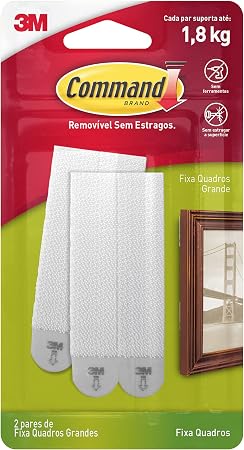 Fixa Quadros Adesivo 3M Command Branco Grande - 2 Pares