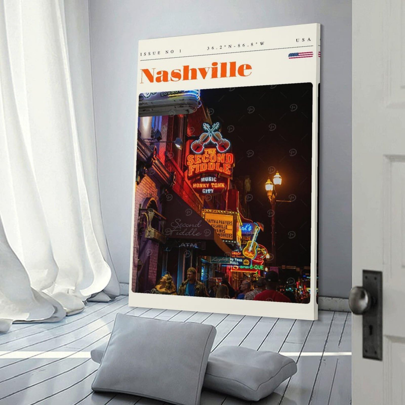 Junmoney Wall Art Print Nashville Tennessee Travel Art, 20x30inch(50x75cm), for Contemporary Homes, Apartments Or Offices, An Easy Choice for New Home Styling