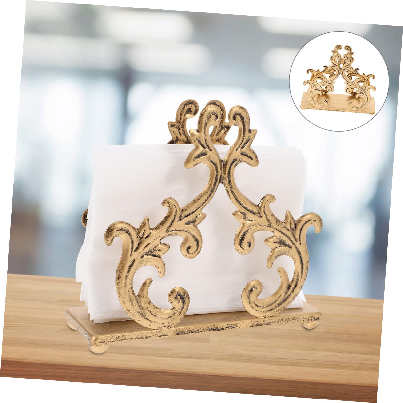 Servilletero para Cocina y Comedor Dorado de Hierro 15x5x13.5 Cm, Dispensador de Servilletas Moderno Compacto, Adecuado para Encimeras y Mesas, Adecuado para Uso en Hogar