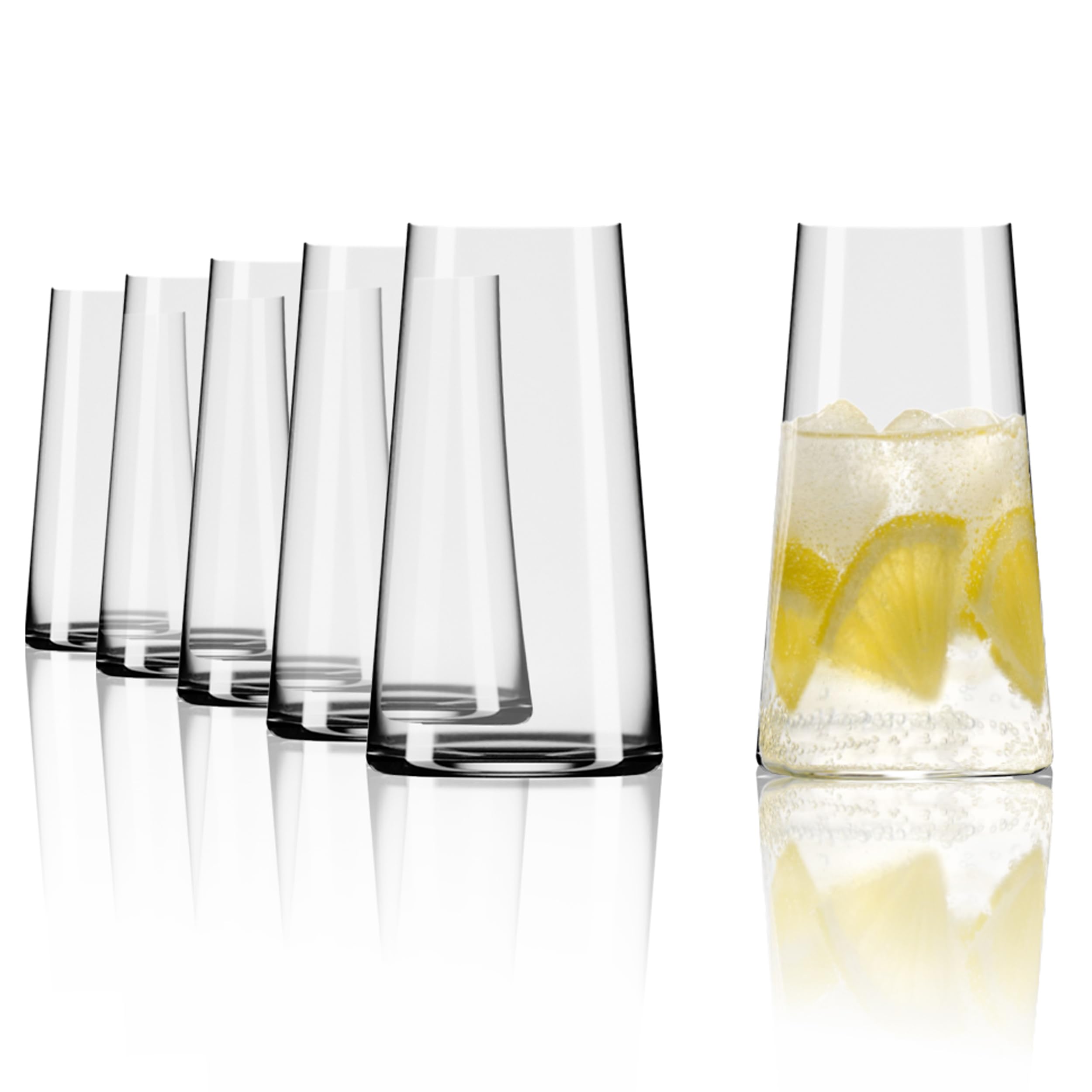 Stölzle Lausitz Long Drink Glasses Power Set of 6 460 ml - Elegant Highball Cocktail Glasses for Drinks, Water & Juices - Crystal Glass Long Drink Cups - Dishwasher & Shockproof