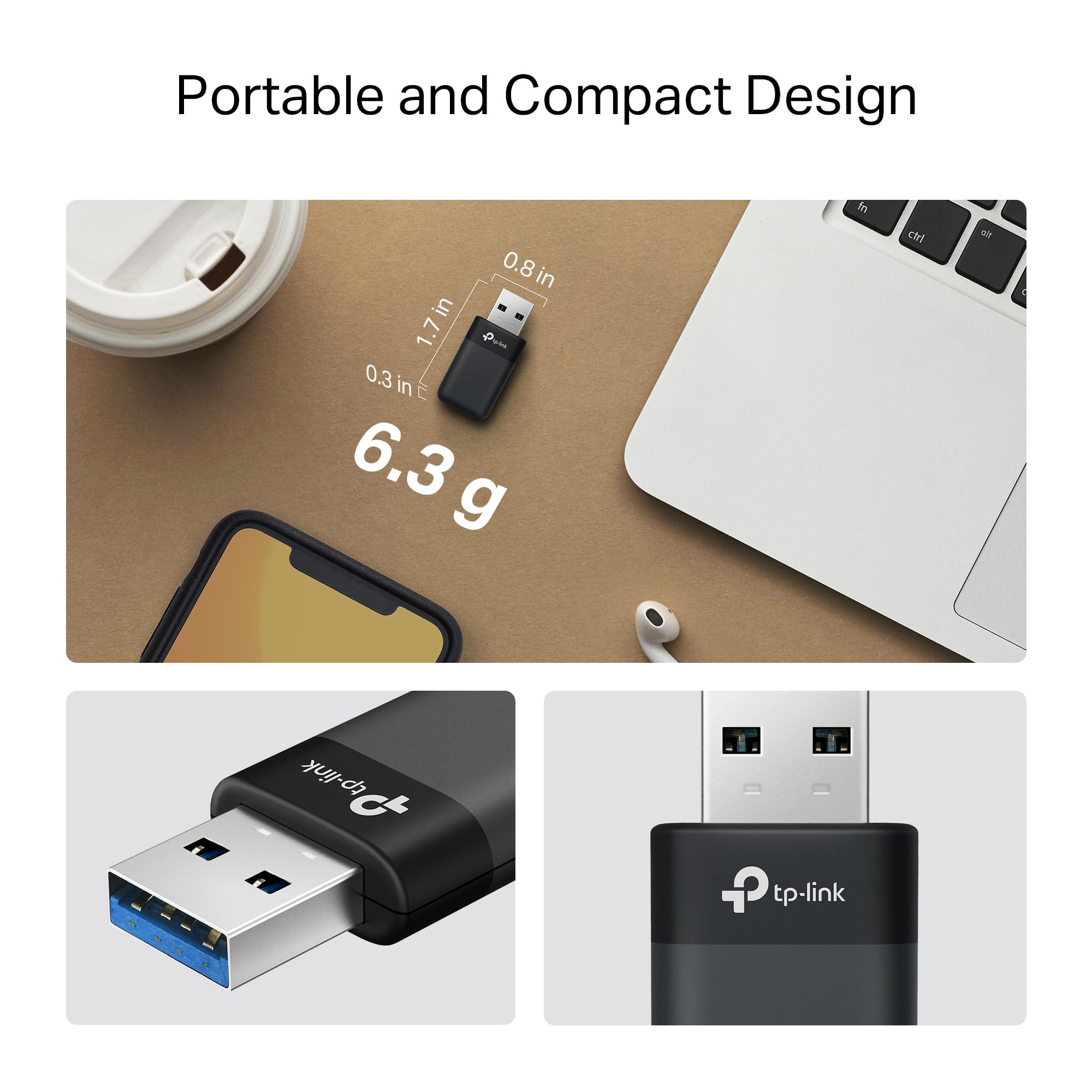 TP-Link Archer TX50U AX3000 - Adaptador Wi-Fi 6 USB para Ordenador, Adaptador de Red inalámbrica de Doble Banda rápido y Estable, USB 3.0, Plug and Play, MU-MIMO | OFDMA|WPA3, Compatible