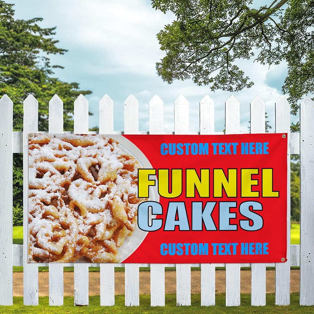 Custom Vinyl Banner Multiple Sizes Funnel Cakes #1 Outdoor Advertising Printing Concessions Outdoor Weatherproof Industrial Yard Signs 4 Grommets Personalized Text Here 16x40Inches