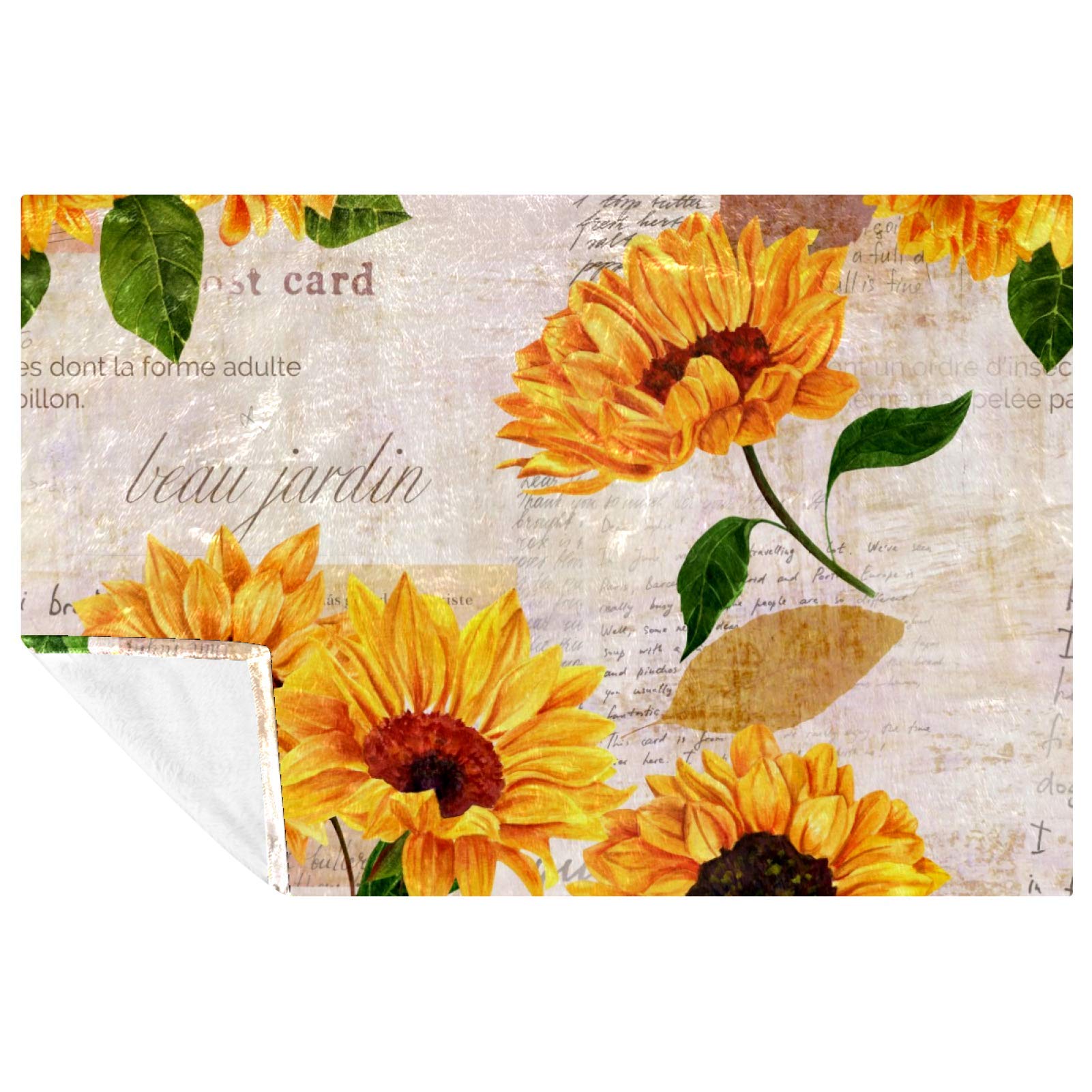 Couverture vintage tournesol chaude plaid lit canapé pique-nique