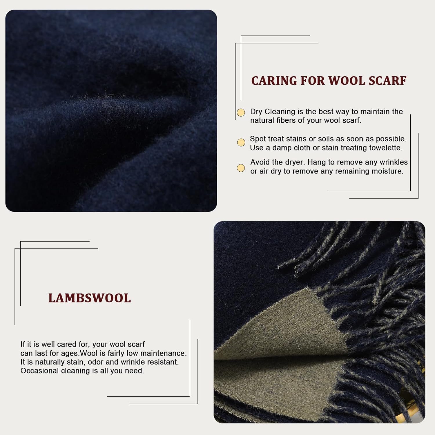 Wool Scarf for Men Winter Scarves for Women Cold Whether Wrap - Image 4