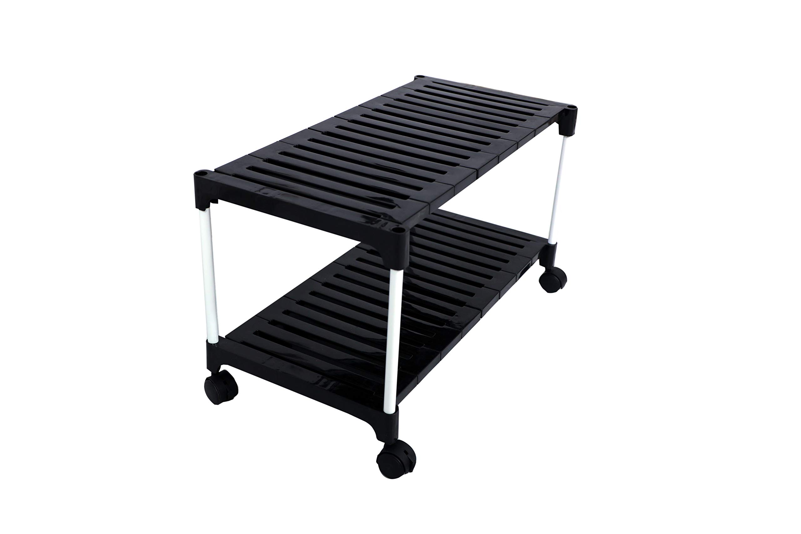Heavy Duty 2-Tier Shoe Rack with Wheels | Multipurpose Storage Organizer for Shoes, Clothes, Utility Items | Sturdy Plastic Shelves & Metal Rods | Portable, Space-Saving Shoe Stand for Home & Office-image-6