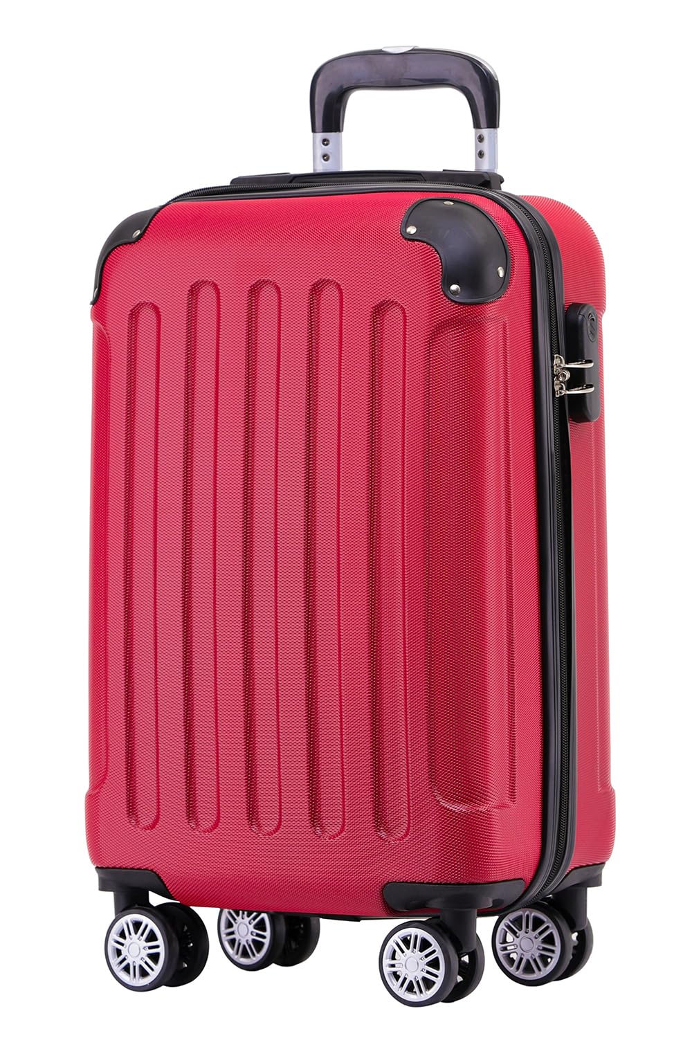 BEIBYE Hartschalen-Koffer Trolley Rollkoffer Reisekoffer Sicherheit Zahlenschloß Zwillingsrolle ABS Material Handgepäck 4 Rollen (M-L-XL-Set)