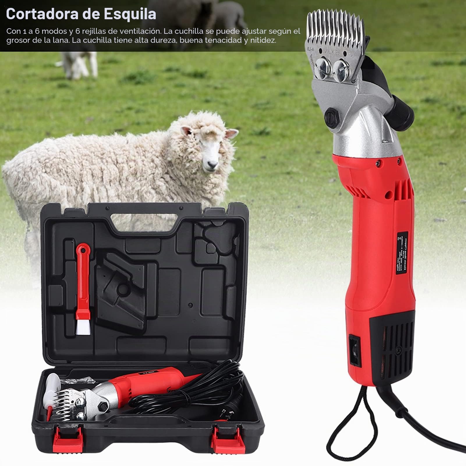 YECK Kit de Aseo, Cortapelos Eléctrico Profesional de 500 W para Ovejas para Afeitar Lana de Piel en Ovejas Cabras, Ganado para Corte de Pelo de Animales(Enchufe de la UE)