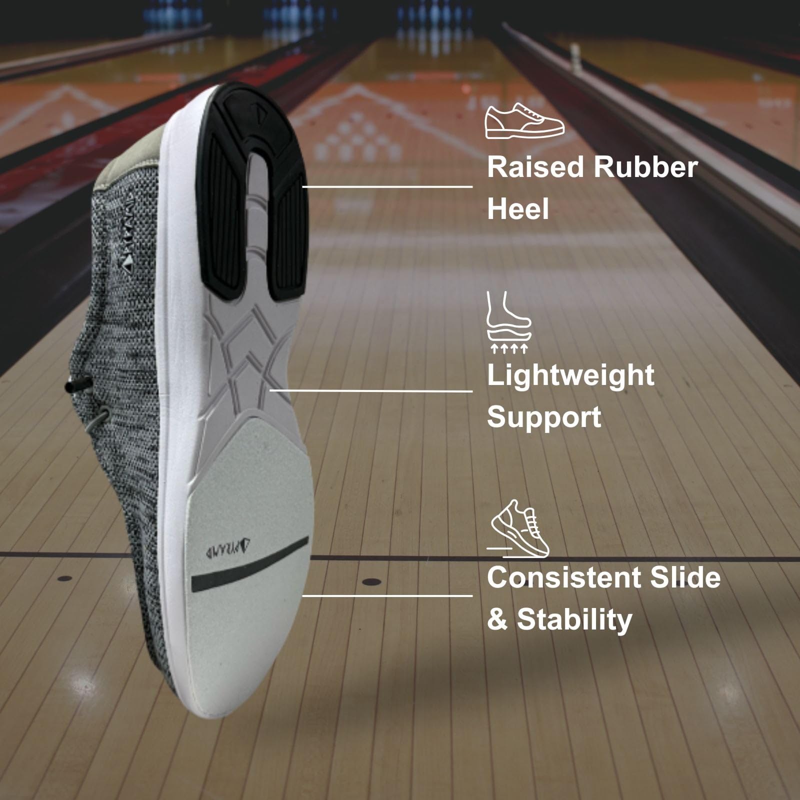 Pyramid Scarpe da bowling da uomo Path Lite senza cuciture, Grigio statico, 41.5 EU