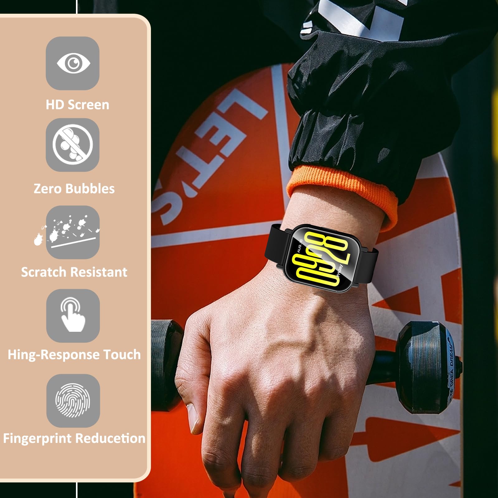 Hianjoo 6 sztuk folii ochronnej kompatybilnej z Xiaomi Redmi Watch 5 Active, nie nadaje się do 5/5 Lite, folia premium z pełnym pokryciem [odporna na zarysowania] [Anti-Shatter]