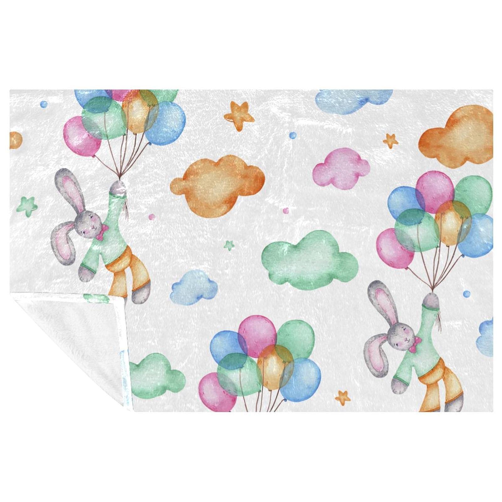 Couverture lapin sur ballons 150x100 cm pour lit et canapé