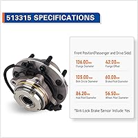 Vista 4 de PAROD Par 513315 Conjunto de cubo de rodamiento de rueda delantera compatible con Chevy Cruze 2011-2015, Chevy Cruze Limited 2016