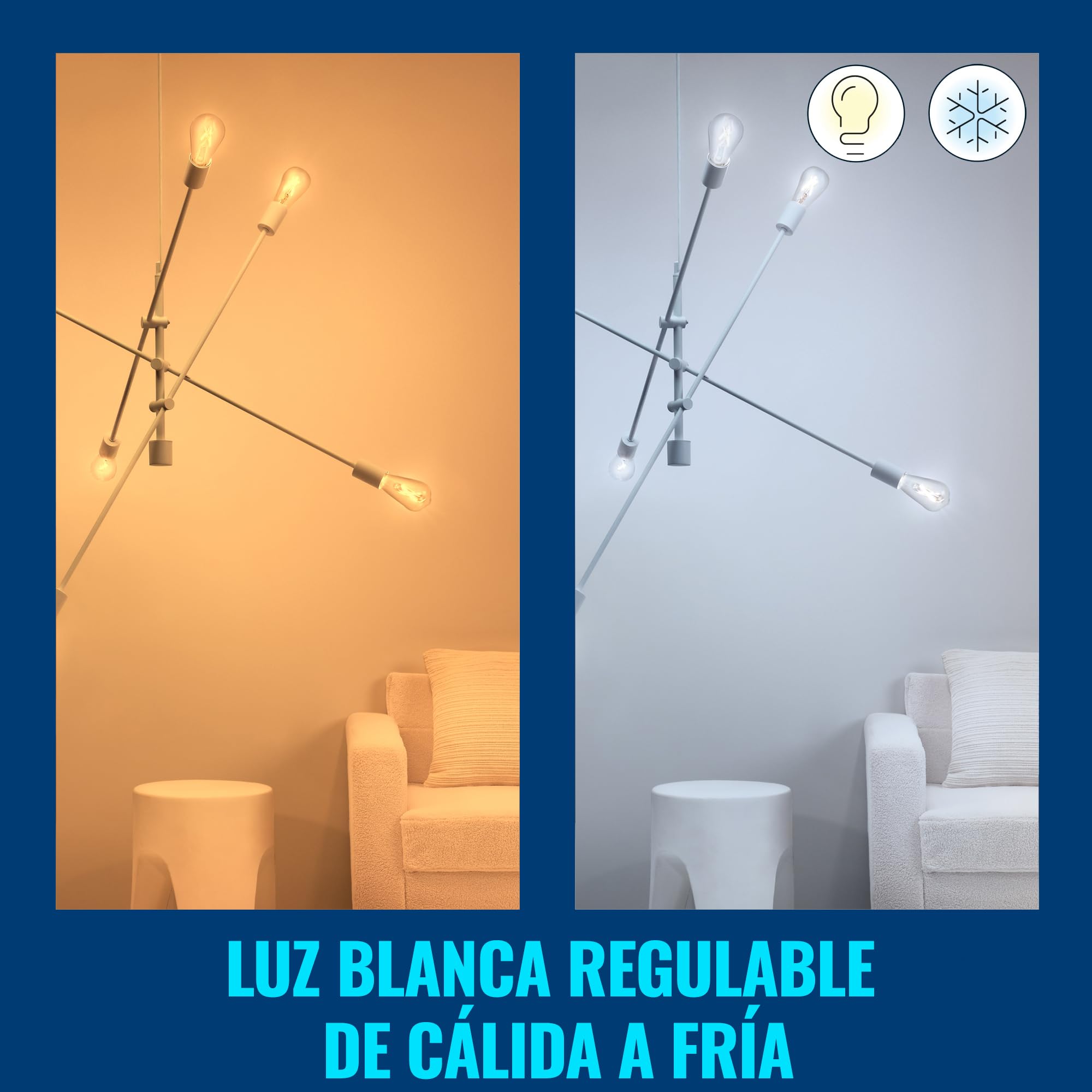 WiZ - Bombilla LED Inteligente Wi-Fi, 4,9W(Eq. 40 W) E14 tipo vela, Luz Blanca de ajustable de cálida a fría, con tecnología SpaceSense y compatible con Alexa y Google Home - Pack de 2