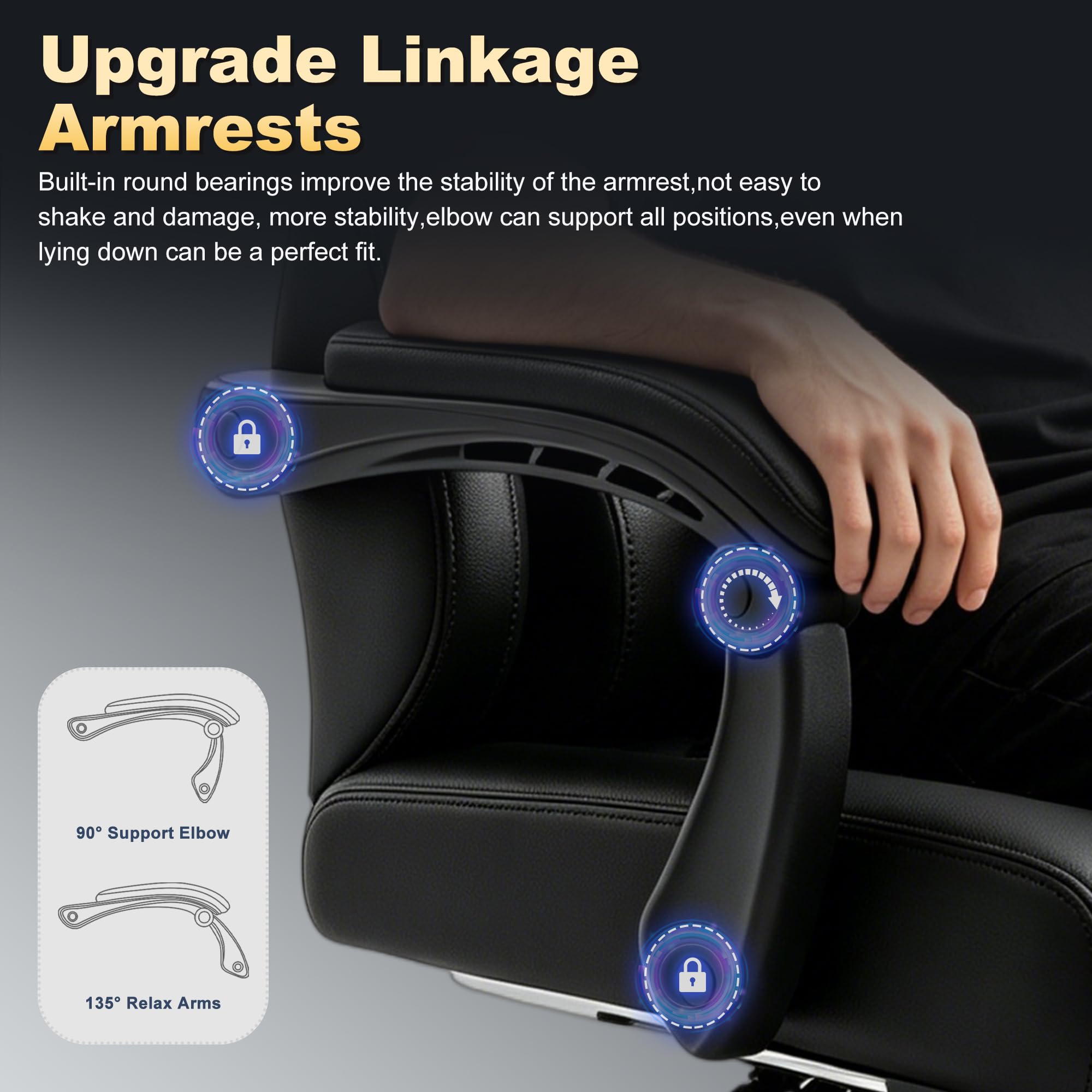 Symino Chaise de Gamer Ergonomique, Chaise Gaming avec Soutien Lombaire Repose-Pieds, Fauteuil de Bureau réglable et pivotant capacité de Charge 150 kg, Cuir PU Noir