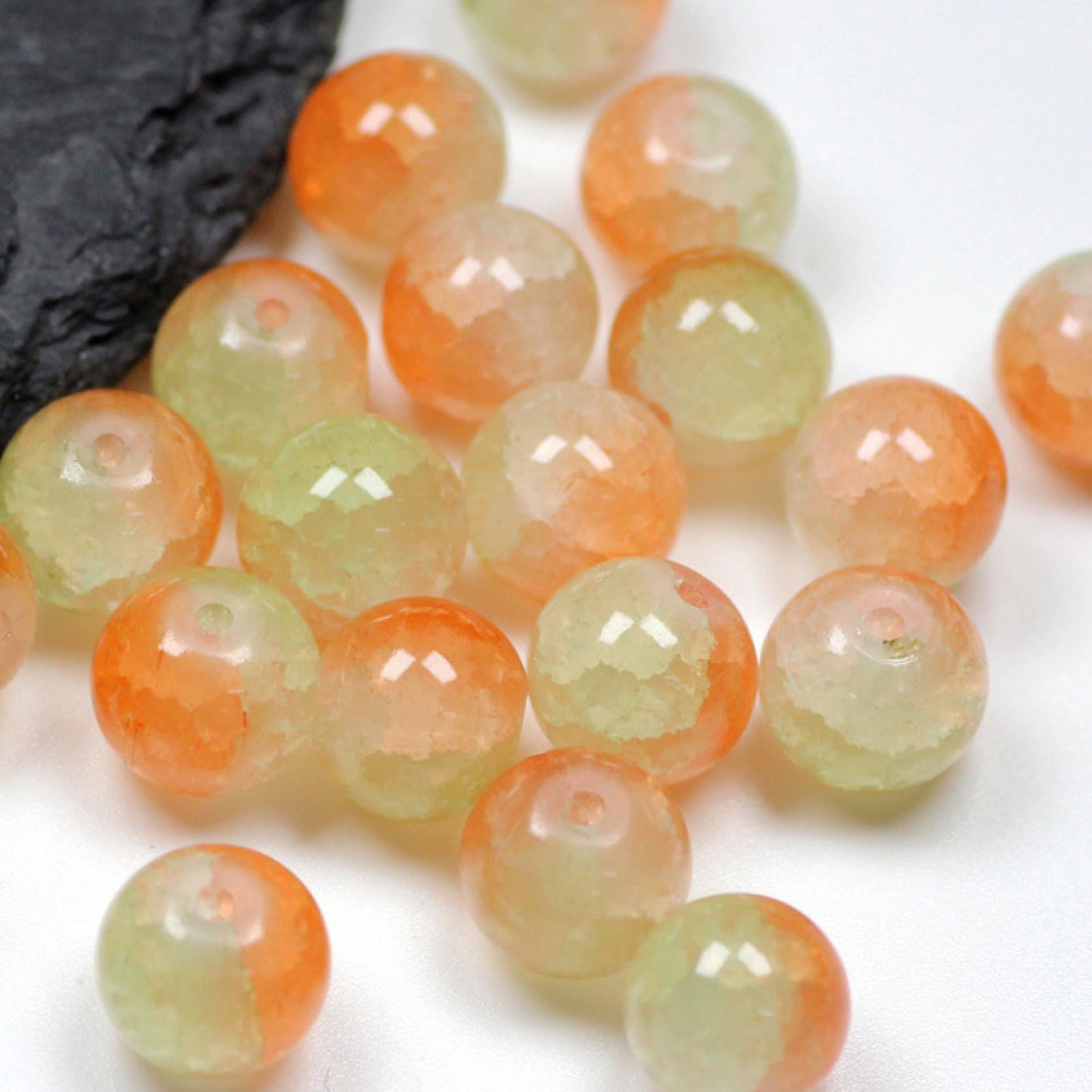 Perles pour bracelets 200 pièces de perles rondes craquelées colorées de 10MM en vrac