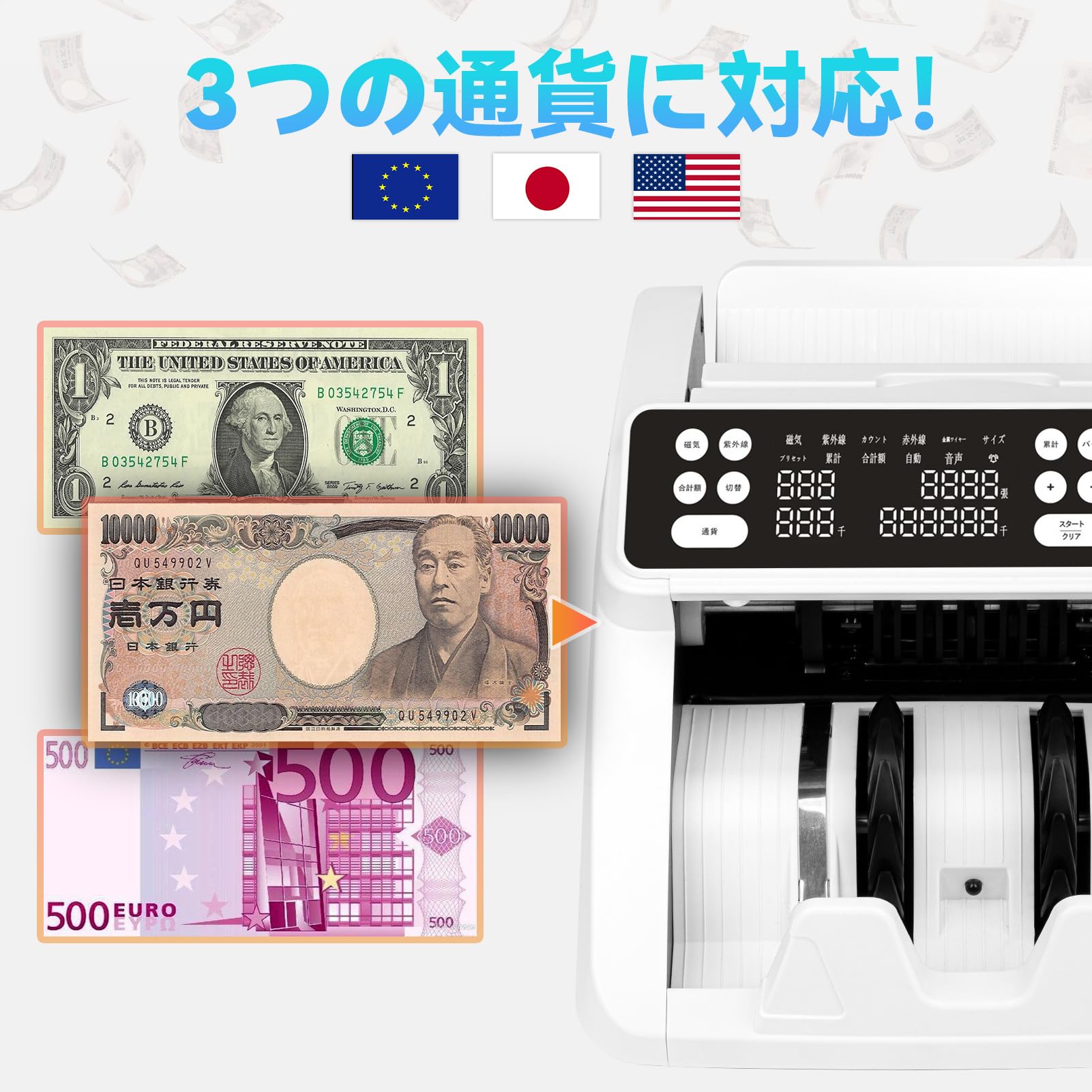 Amazon | 紙幣カウンター【日本専用・2025新紙幣対応】紙幣計数機 
