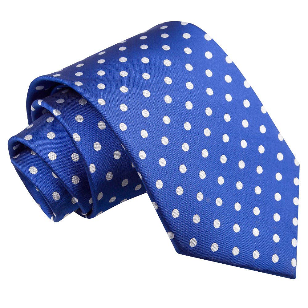 sunshopping men's Royal Blue color with white doted narrow Tie (Royal) (Royal Blue, Free Size)-picture-12