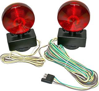 MaxxHaul 80778 Magnetic Towing Light Kit - Dual Sided Red Brake & Amber Flasher, DOT Approved for RV Boat Trailer