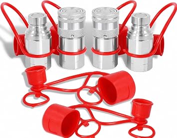 1/2 NPT Flat Face Hydraulic Couplers with 4 Extra Dust Caps(ISO16028)